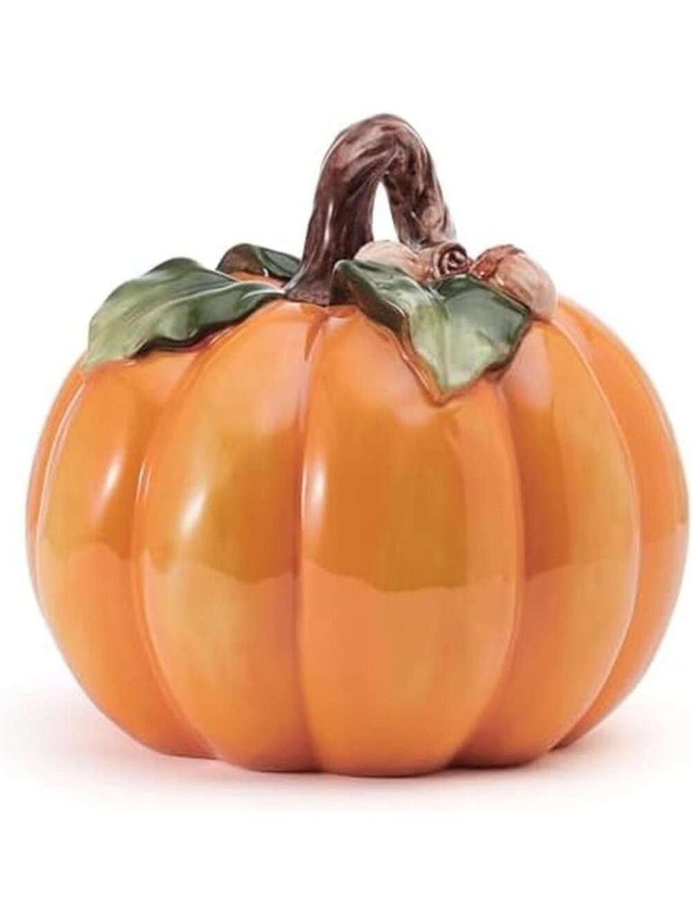 Harvest Halloween Pumpkin Ceramic Figurine - 7.5 Inch Decorative Accent Piece
